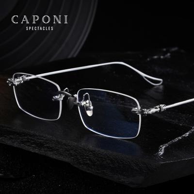 China For Titanium Rimless Myopia Support Hyperopia Prescription Glasses Men Business Glass Frame Optical Glasses Reading Glasses CAPONI Retro for sale