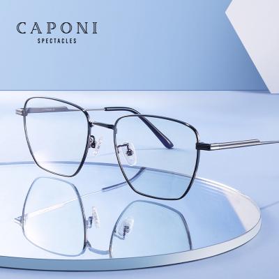 China For CAPONI Reading Glasses Anti Blue Light Computer Glasses For Men Glasses Frame Titanium Half Prescription Light Weight Optical Glasses JF10150 for sale