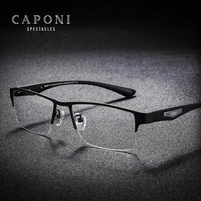 China CAPONI Light 12g Rimless Lightweight Half Lenses Flexible Elastic Glasses TR90 Optical Frames Titanium Legs Frames Men for sale