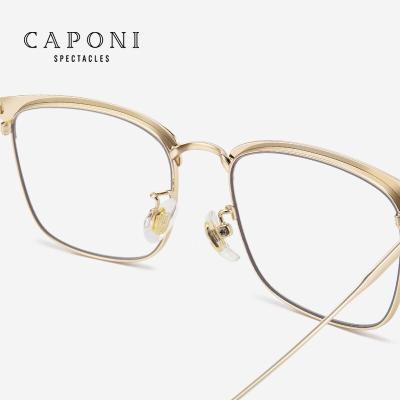 China For Men Titanium Alloy Reading Glasses CAPONI Glasses Frame Blue Light Blocking Clear Shades Designer High Quality Computer Brand Glasses JF7472 for sale