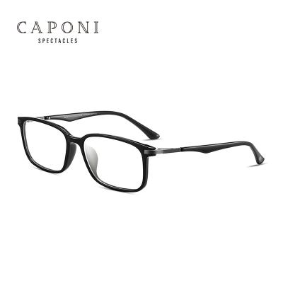 China Optical Glasses Frame CAPONI High Level TR And Acetate Optical Glasses Frame Black Square For Men for sale