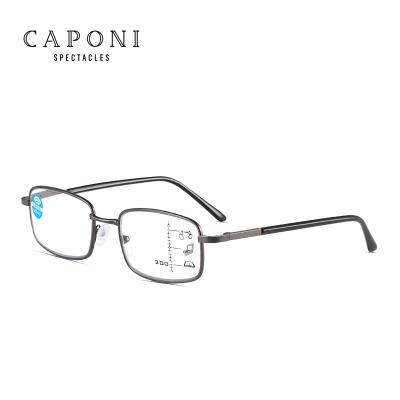 China CAPONI Alloy Frame Lightweight Resin Progressive Multifocal Lenses Blue Light Blocking Anti Glare Filter Light Weight Men Reading Glasse for sale