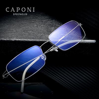 China CAPONI Lightweight Adjustable Metal Frame Anti Blue Ray Resin Lens Blue Light Blocking Glasses Prescription Men Reading Glasses for sale