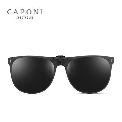 China Clip On CAPONI Wholesale Women Round Clip On Sunglasses TAC Polarized Lens 7G Light Metal Clip On Myopia Glasses JP3189 for sale