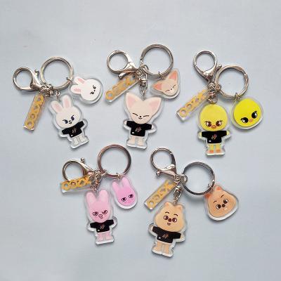 China Misplaced Cartoon Plastic Key Ring Souvenir KPOP Kids Acrylic Key Chain for sale