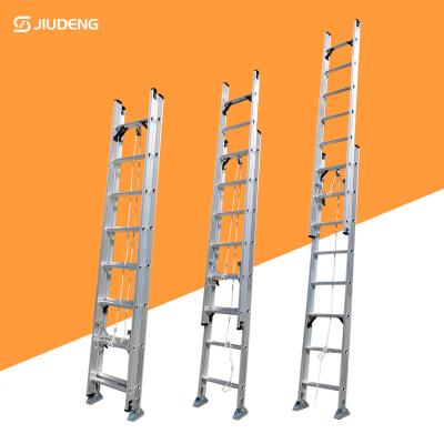 China Folding Ladders 2 Section Aluminum Rope Extension Ladder 4.8m 6m 7.2m 8.4m 9.6m 10.8m 12m Length for sale