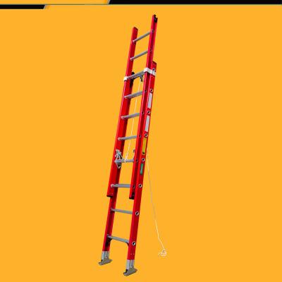 China Folding Ladders Fiberglass  Fiber Glass Reinforce Plastic FRP Insulated Rope Extension Ladder for sale