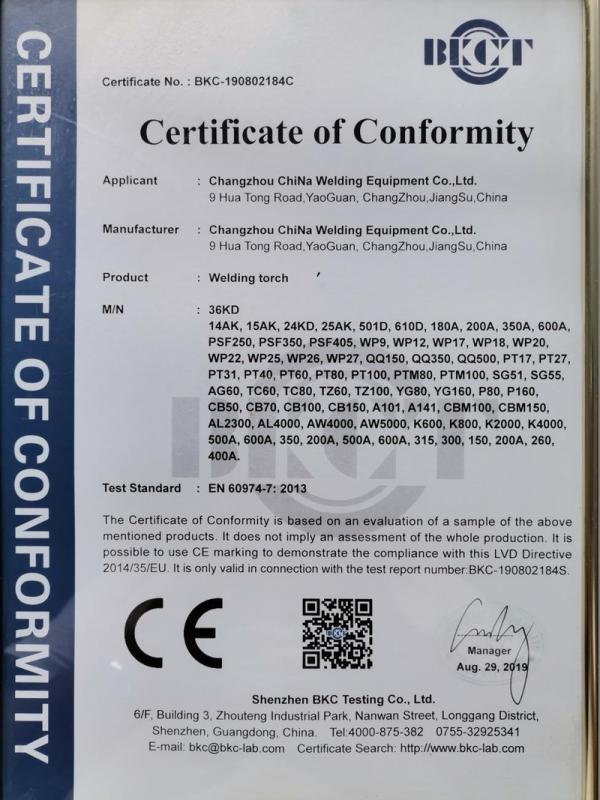 CE - Changzhou China Welding Equipment Co., Ltd.