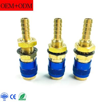 China Gas Brass Red 8mm Blue Brass Water Cooled Adapter Connector Quick Fitting For CAT MIG MAG Welding Torch Plug for sale