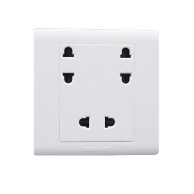 China Economic Factory 13A 2 Pin Socket Wall Outlet ABS Phosphor Silver Ally Point Wall Version HOTEL 2&2 MOI&2 Electrical Switch Outlet for sale