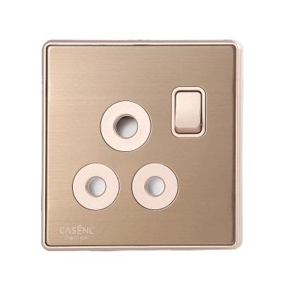 China HOTEL MINISTRY OF THE INTERIOR Wall Lamp Switch Round Socket Stainless Electrical Switch 15A Three Pin Wall Switch Socket for sale