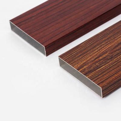 China door & Window 6063 Powder Coating Wood Grain Aluminum Square Tube Profile For Furniture Decoration for sale