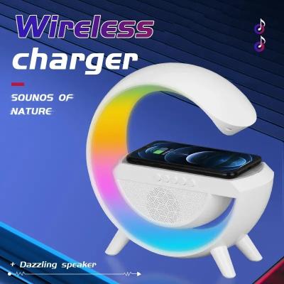 China Smart Light Blue Tooth Speaker Mobile Phone LED Desk Lamp Atmosphere Wireless Charger for sale