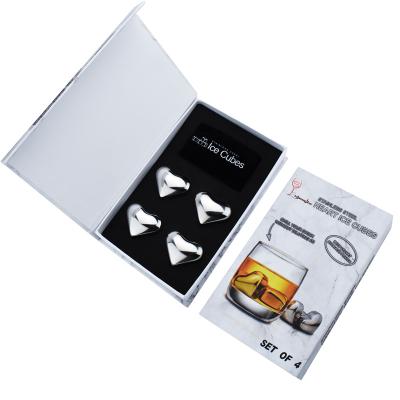 China New Heart Shaped Viable Stainless Steel Ice Cube Wine Cooling for sale