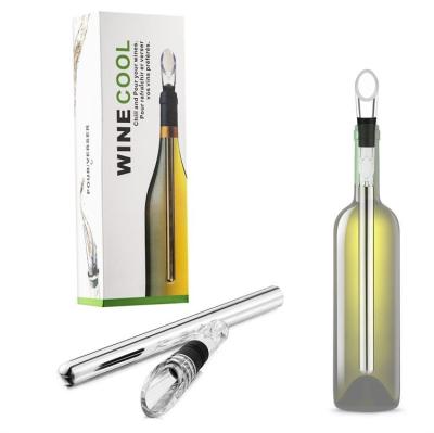 China Factory Wine Accessories 3-in-1 Sustainable Direct Stainless Steel Wine Chiller Stick With Aerator for sale