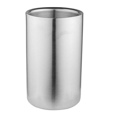 China Double Wall Stainless Steel 1.0 L Sustainable Champagne Cooling Ice Bucket & Lid, Silver for sale