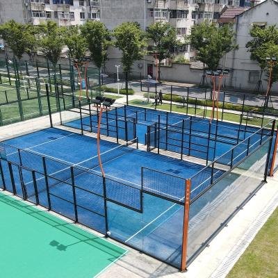 China Good Quality CE 12mm Glass Tennis Sports Padel Court For Sale, Paddle Tennis Court for sale