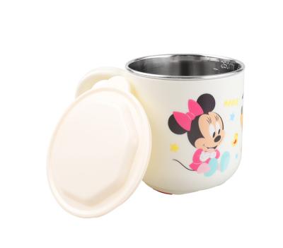 China Cartoon Disney mug, plastic&stainless-steel, children, tableware, drink water cup, diningware, tableware, kids, frozen, Mickey, Elsa, Daisy for sale