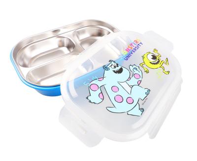 China Dismountable Disney Monsters College Lunchbox Lunch Bucket Dinnerware Kids Tableware Stainless Steel Sustainable Coating Dismountable for sale