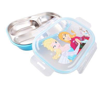 China Sustainable Frozen Disney Lunch Box Dinner Bucket Kids Tableware Dishes Stainless Steel Stainless Steel Liner Removable for sale