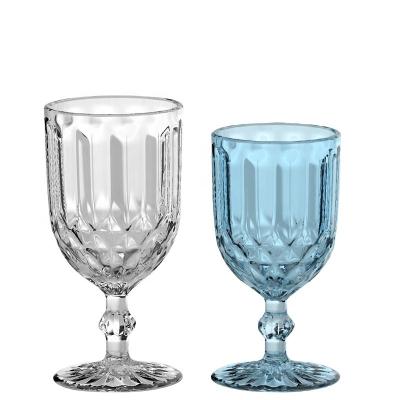 China EIPP Viable Clean Design Crystal Solid Color Embossed Diamond-Shape Machine Made Glass Wine Goblets Set for sale