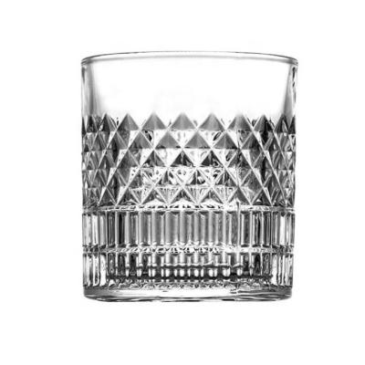 China Custom Round Glass Embossed Old Fashioned Whiskey Glass Cups In Bulk Tumbler for sale