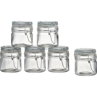 China Viable set of 5 100ml Honey Glass Jars wholesale with metal clip for sale