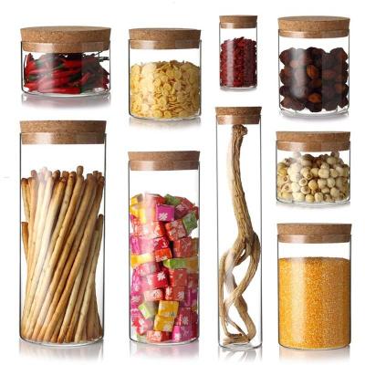 China Wholesale Multi Viable High Volumes Specifications Storage Jars Borosilicate Glass Container With Cork Lid And Silicone Rings for sale