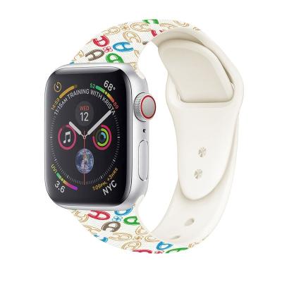 China HANSUN AWB-SM07 Silicone Rubber Watch Band With Printed Customizable Pattern Strap For Apple iWatch Series for sale