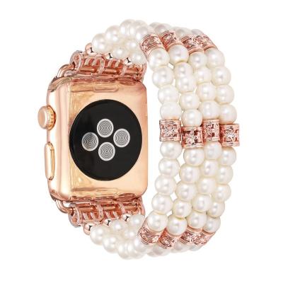 China Gems & New Handmade Stones Bead Strap With Elastic Apple Watch Strap Smart Strap for sale