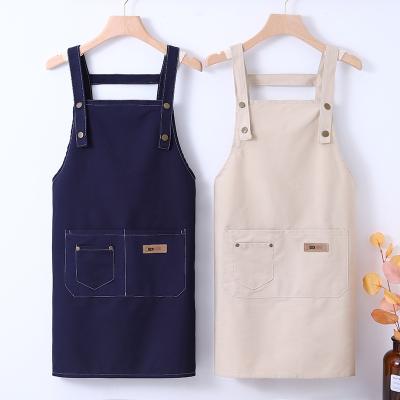 China Recyclable Good Quality Waterproof Denim Apron Heavy Duty Chef Jean Apron For Kitchen for sale