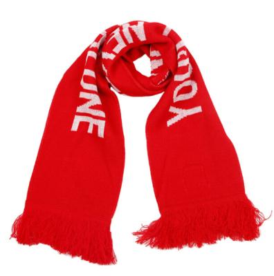 China Common Most Popular Knitted Acrylic Jacquard Football Fans Scarf For Promotional for sale