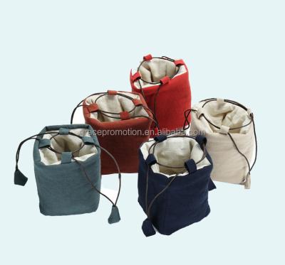 China Recyclable Luxurious Tea Cotton Drawstring Bag With Custom Logo for sale