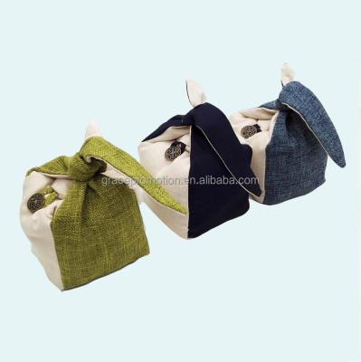 China Recyclable Luxurious Portable Travel Jute Tea Drawstring Bag For Promotion Gifts for sale