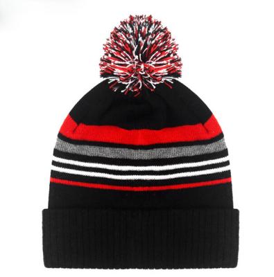 China JOINT Hot Selling Acrylic Fabric Jacquard Weave Beanie With Venonat for sale