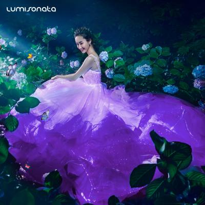 China Breathable Fiber Optic Wedding Dress Fabric Luminous Ball Gown Wedding Fiber Optic Dress for sale