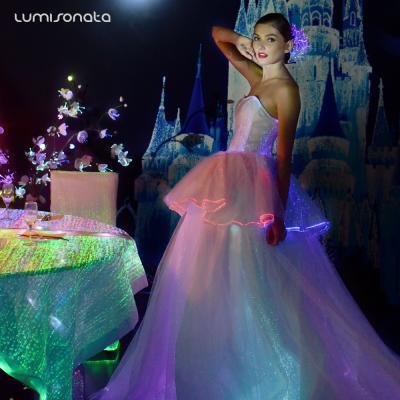 China Lighting Baby Wedding Dress Elegant Formal Dress Fiber Optic Wedding Dress White Wedding Dress for sale