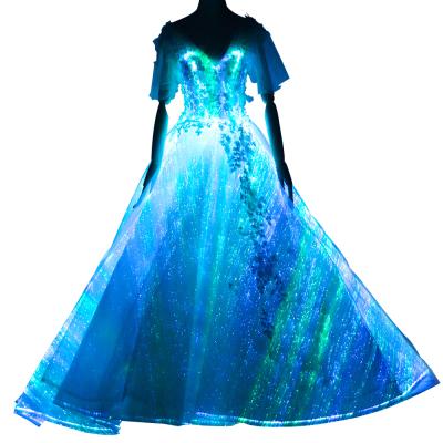 China Breathable Elegant Design Fiber Optic Wedding Dress LED Luminous Bridal Wedding Dress for sale