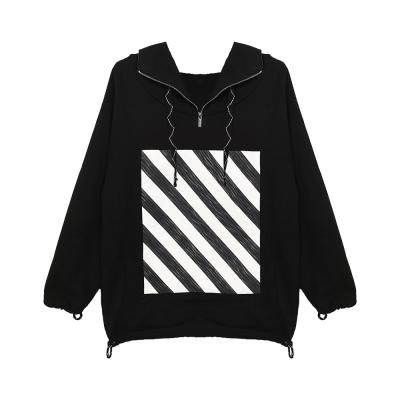 China Garment Viable Casual Variable Color Long Sleeves Black Color And Bright Stripes Pattern Hoodie for sale