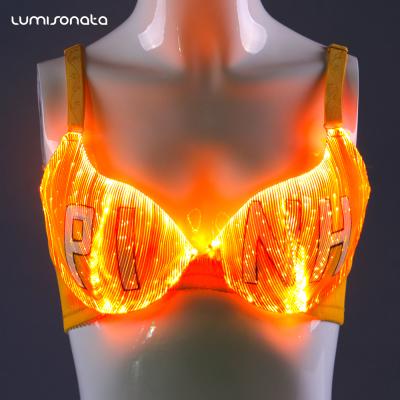 China Fiber Optic Cloth Stage Costume Led Lightweight Fiber Optic Bra For Dance for sale