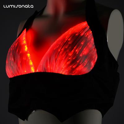 China Luminous Fantastic Lighting Music Festival Party Fiber Optic Glow In The Dark Light Up LED Praise Bra for sale