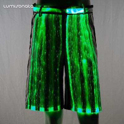 China QUICK DRY RGB LED Party Club Fiber Optic Festival Shorts Light Up Hip Hop Pants for sale