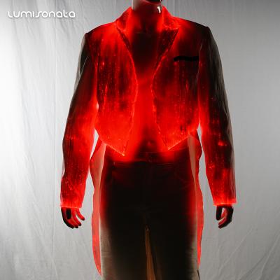 China Anti-Shrink Praise Man Festival Burning Light Up Jacket Fiber Optic Illuminated LED Wedding Glowing Suit for sale