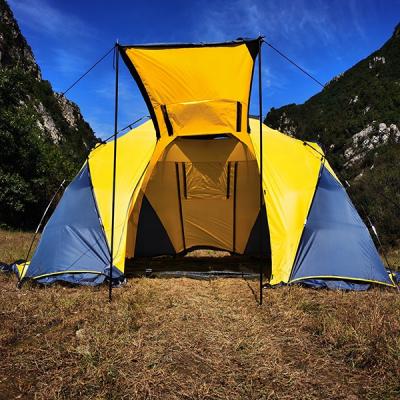 China Diamond Ground Nail Easy Hex Up 9-10 Person 2 Room Large Size Family Tents Camping Tent for sale