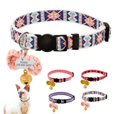 China Cat Collar Pet Supplies Product Cute Viable Nylon Adjustable For Pet Cats Collars With Bells And Tags for sale