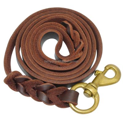 China Viable Genuine Leather Braided Dog Leash Dog Leash For Large Dog for sale