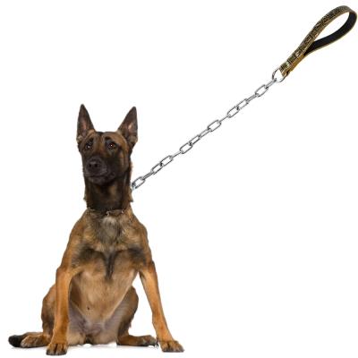 China Best Selling Durable PU Metal Leather Leash For Large Dog for sale