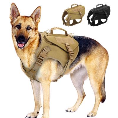 China Durable Adjustable Durable No Pull Large Police Army Safety Vest Military Training Dog Tactical Harness for sale