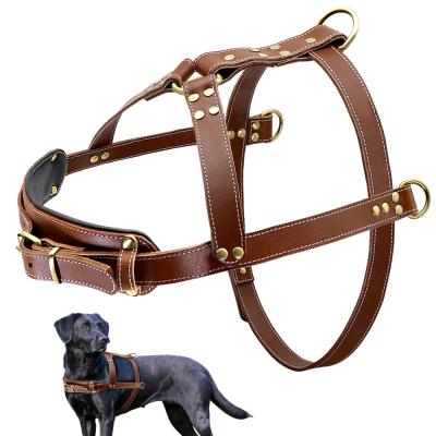 China Viable Manufacturer High Quality Real Genuine Leather Dog Harness for sale