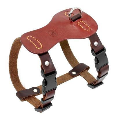 China Latest Sustainable Soft Comfortable Adjustable Genuine Leather Dog Harness for sale